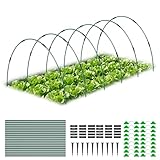 MYMULIKE 60 Stück Folientunnel für Hochbeet, Pflanztunnel Bögen, Set aus 12 Glasfaser-Gartenbögen, Gewächshaus Hoops für Gemüse, Blumen, Obst