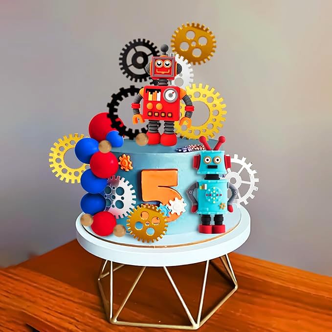 18-teiliges Roboter Torten-Deko Set – Kuchenfiguren, Cupcake Topper, Geburtstagsdeko Für Jungen