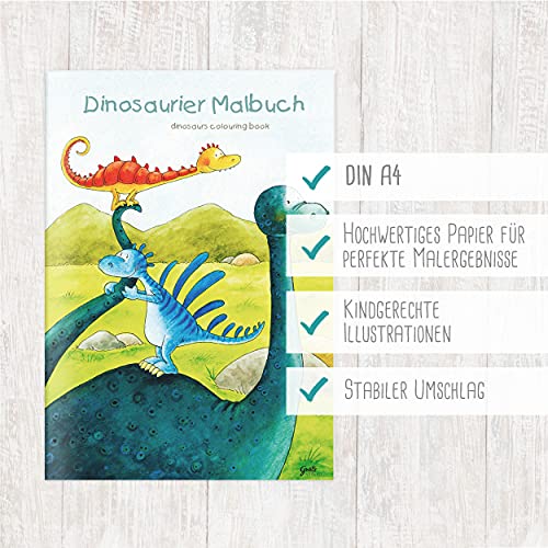 Kinder lieben Ausmalen! - Malbuch DIN A4, ab 3 Jahre, Dinosaurier für Jungen und Mädchen – Bild 3
