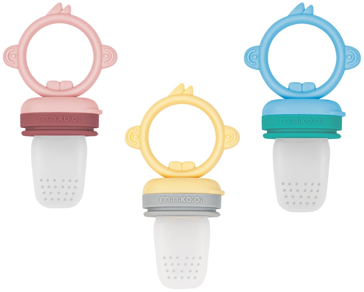MinikOiOi Silicone Baby Feeding Set 30- (3 pcs) Pulps Pinky Pink/Velvet Rose, Pulps Mellow Yellow/Powder Grey, Pulps Mineral Blue/Aqua Green