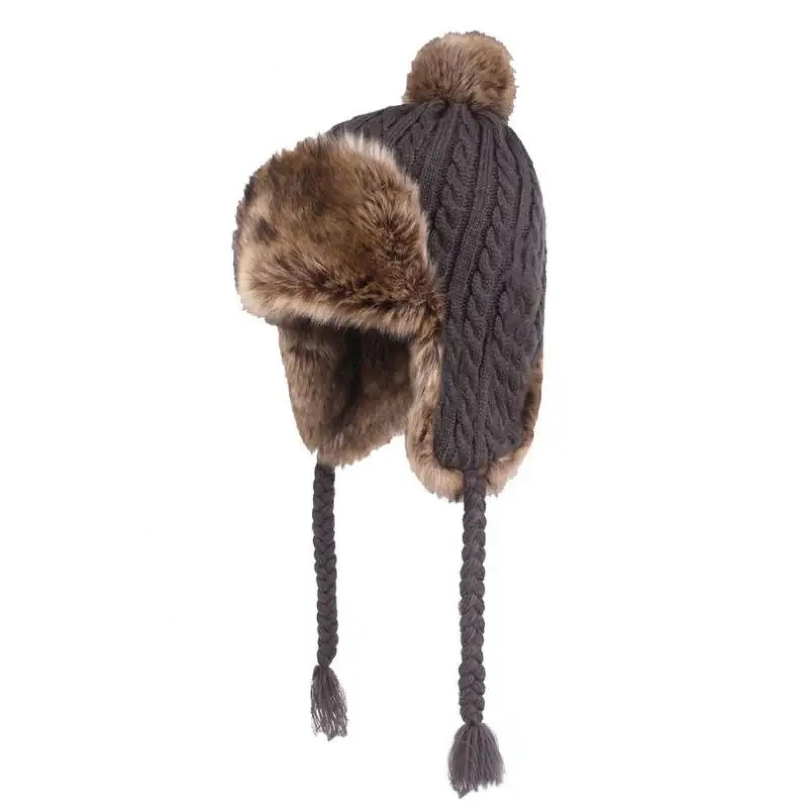 Czapki Czapki Skullies Czapki Beanie Jesień Zima Kobiety Czapka z uszami Gruba Ciepła Czapka Zimowa Damska Dzianinowa Rosyjska Czapki z Warkoczami Wiatroszczelna Czapka Narciarska