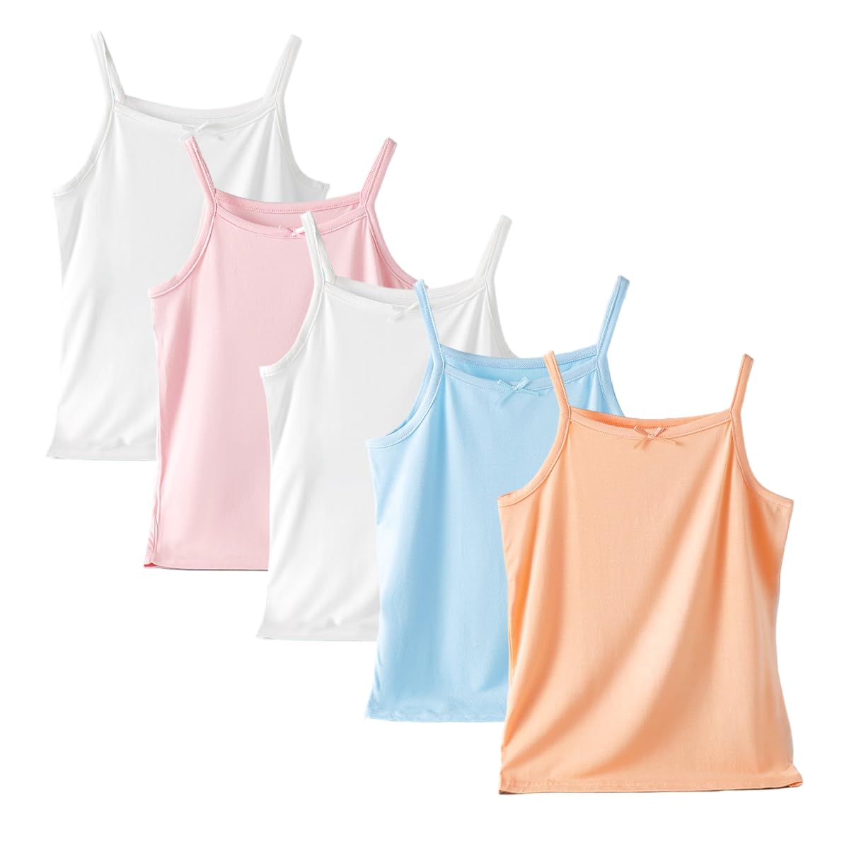 TupTam Meisjes Spaghetti Onderhemd Tops 5 Pack, erzchen Jeansblauw Roze Donkerblauw Grafietgrijs, 158-164