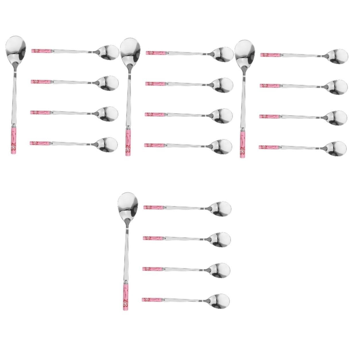 Abaodam Cuchara De Comedor Portátil Postre Pequeño Forma Café Exprés Cucharas Para Para Barra De Café Larga De Crema Acero Inoxidable Rosa 5 Piezas X 4