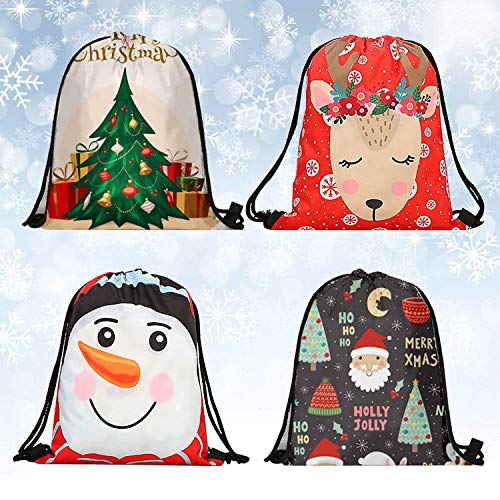 Aurorali Bags, 4 Pack Drawstring Backpack Bags Drawstring Bags Xmax Party Favors and Candy