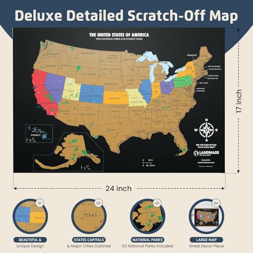 Landmass 17X24LMGBLKUSA Scratch Off United States Map thumb #1