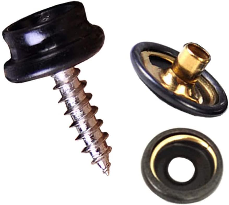 VIGORWORK 25 Sets Black 14mm Stainless Screw Snap Cap