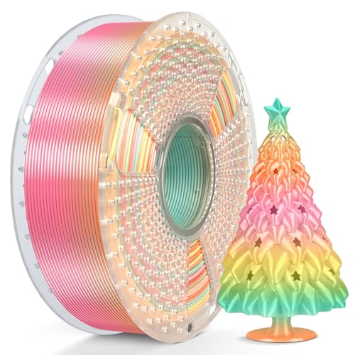 Image of SUNLU Silk Rainbow PLA Filament, Multicolor Silk 3D Printer Filament 1.75mm + /- 0.02mm, Fast Color Change Each 8 Meters, 330 Meters, 1kg /2.2lbs, Silk Rainbow 05(Pale Green-Orange-Light Pink-Yellow)