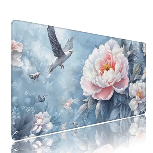 Mouse pad étendu bleu 1000x500mm avec grand sous-main fleur pour clavier