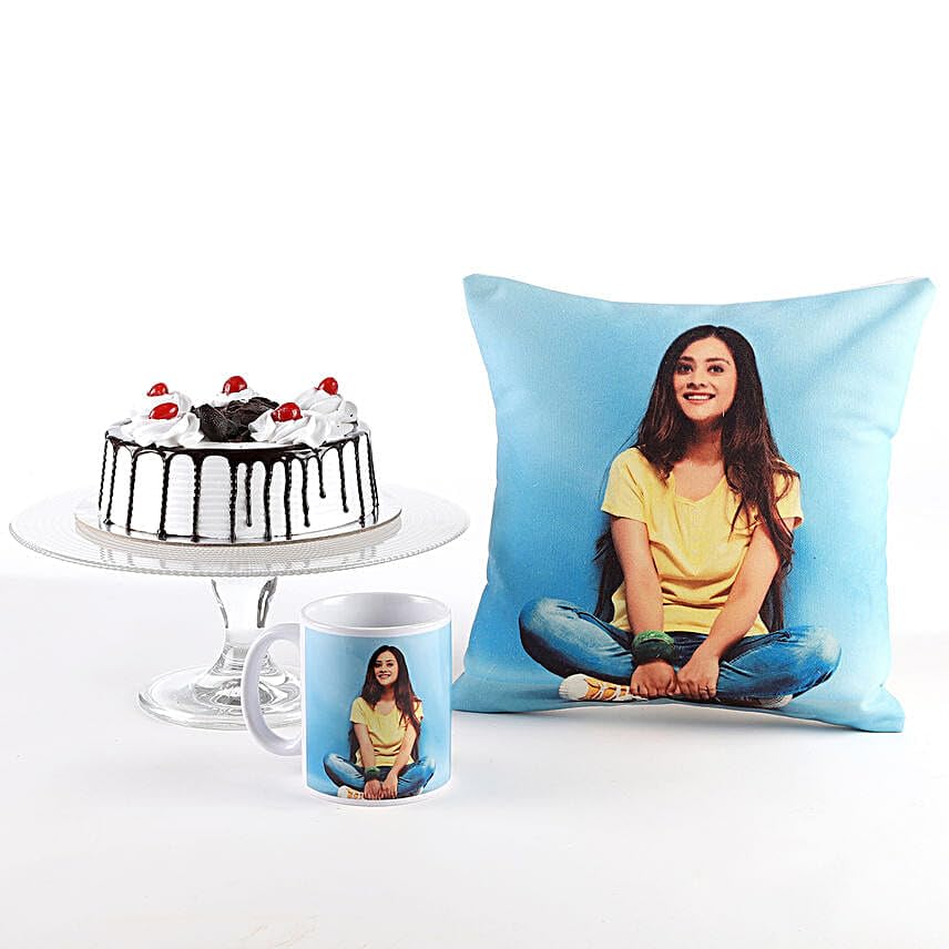 Photo Cushion Mug Black Forest Cake Combo For Her-image-21