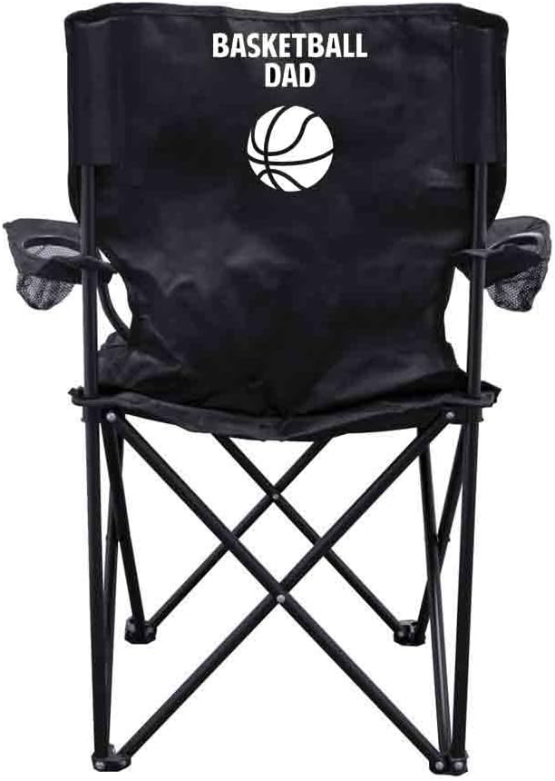 VictoryStore Outdoor Camping Chair - Basketball Dad Black Folding Camping Chair with Carry B