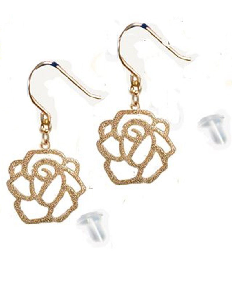 立体的な薔薇が可愛い！18金 K18 YG ローズ フラワー ピアス 0.2ct ファッション 立体的な薔薇が可愛い！18金 K18 YG ローズ