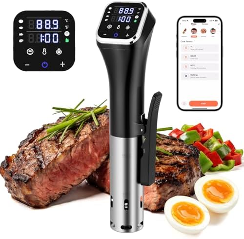 Upgraded 2.4G WiFi Sous Vide Cooker, 1100W Precision Immersion Circulator with ±0.1℉ Temp Control, IPX7 Waterproof, Quiet Operation, LED Display & 4 Safety Protections