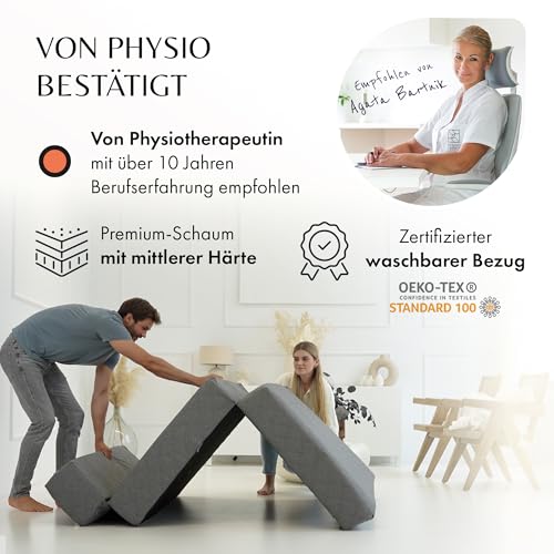 Schlafsofa 140 cm breit – Faltbare Schlafcouch und Gästematratze für 2, klappbares Sofa Bett – Extra dick 20cm und bequem H3 – Ideal für Gäste & Alltag – Test SEHR GUT Oeko-TEX Standard Klappmatratze – Bild 5