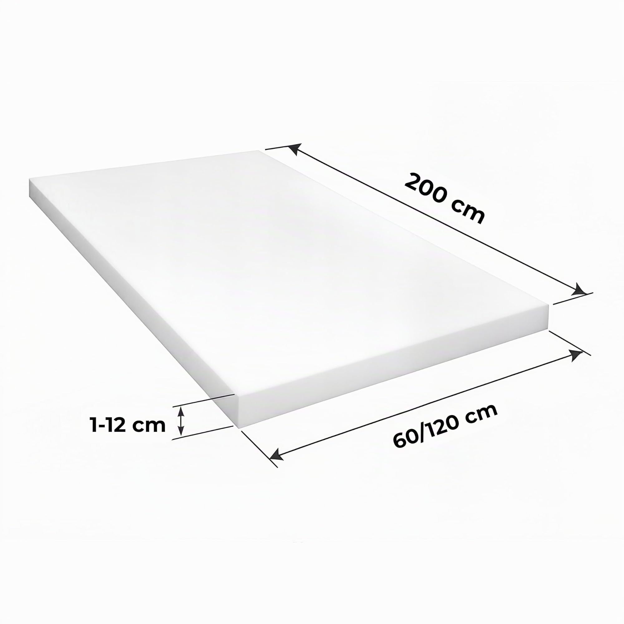 FORTIS POLSTER Plaque en Polyuréthane RG20/30 120 x 200 x 12 cm Mousse de Rembourrage pour Matelas Banquette Canapé