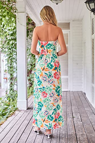 Image of GRACE KARIN Women Strapless Dress Casual Loose Ruched Long Maxi Dress with Pockets