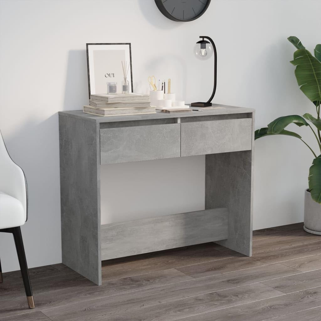 SXZenSpace Console Table 89 x 41 76.5 cm Concrete Grey Hallway Side with 2 Drawers Engineered Wood Slim Modern Sofa Accent for Living Room Corridor Bedroom
