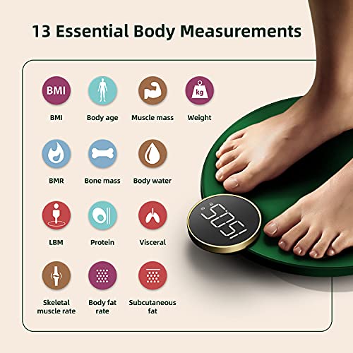 Scale For Body Weight, Posture Digital Bathroom Scale Large Led Display Weight Scale, High Accurate Body Composition Analyzer With Bmi With Free Smartphone App, 400Lb,Green #TOP2