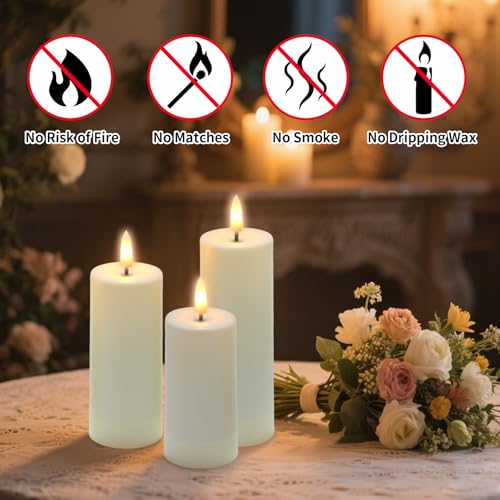 Image of Outdoor Candles with Timer Waterproof, 6 PCS Outdoor Waterproof Flameless Candles Battery Operated, Realistic Flame Effect LED Pillar Candles for Fireplace Halloween Christmas Patio Centerpieces