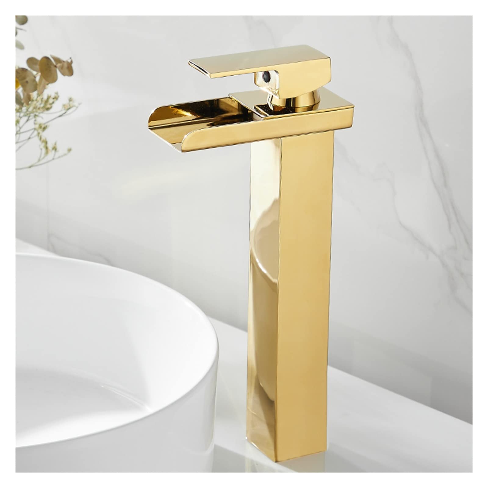 Grifo de latón para tocador con acabado moderno y sistema mezclador de agua