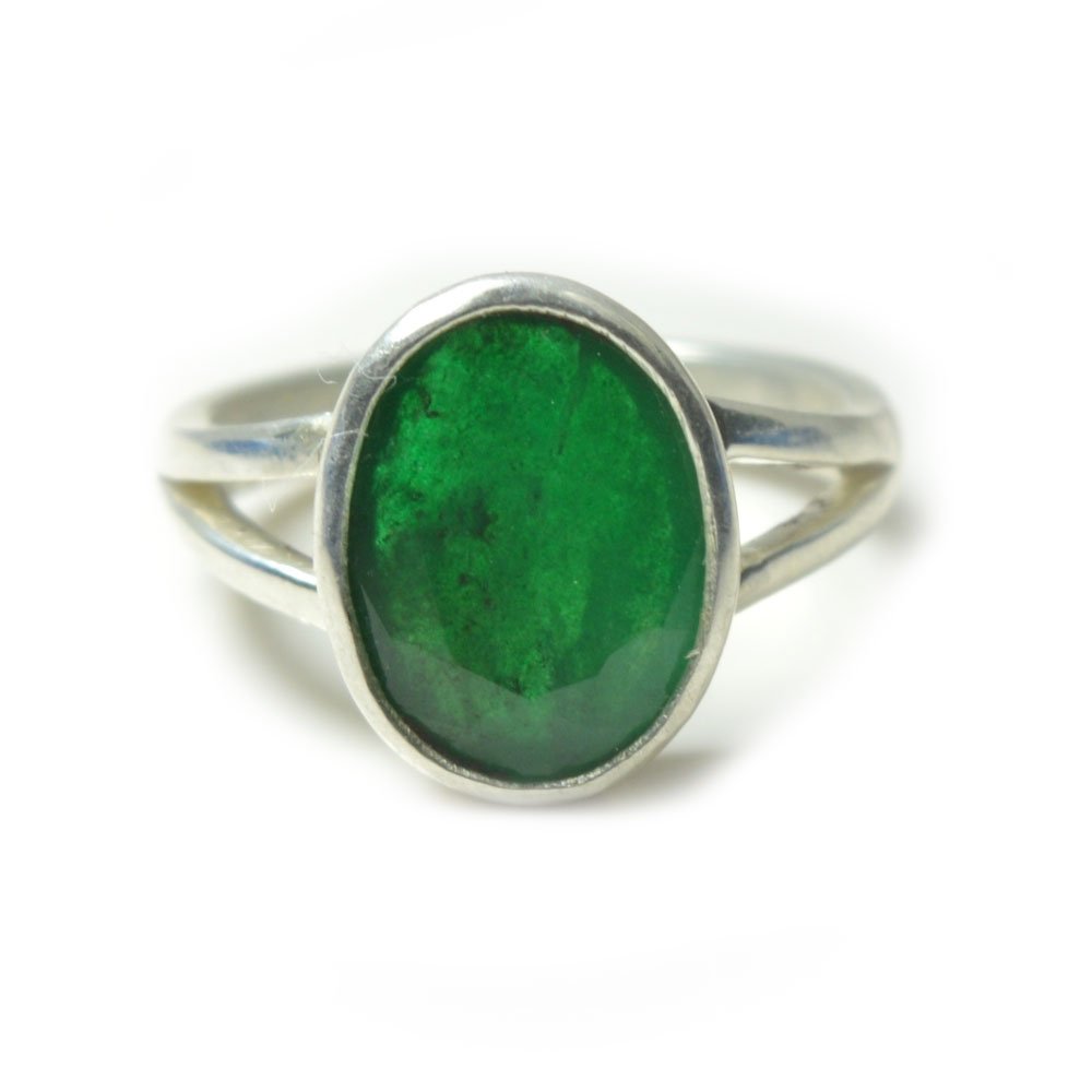 55Carat Unisex NA plata de ley talla ovalada verde esmeralda
