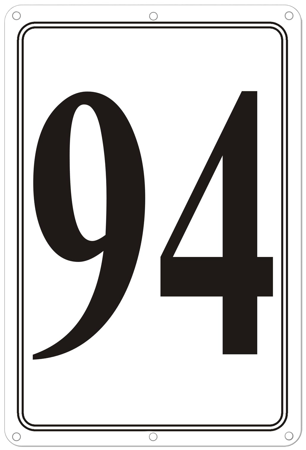 Premium Aluminum Number Signs 94, Metal 12" X 8" Numbered Signs Outdoor for Parking Lots, Floor, Dock, Court, Aisle, Field, High Visibility, No Fade, Weather-resistant