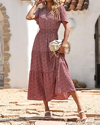 Image of PRETTYGARDEN Women's Casual Smocked Boho Floral A-Line Maxi Dress 2026