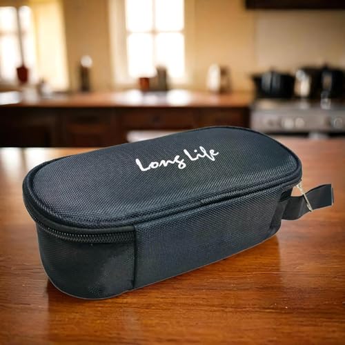 Image of BLUE DINO Set of 3 Insulated Lunch Box Cover for Office & School-Waterproof Tiffin Cover for Men & Women-Thermal Lunch Pouch with Handle-Compact & Lightweight Food Carrier for Work (Black)
