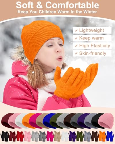 Image of JaGely 64 Pcs Kids Hats and Gloves Bulk Winter Beanies Hat Gloves for Toddler Boys Girls School Donation Wholesale