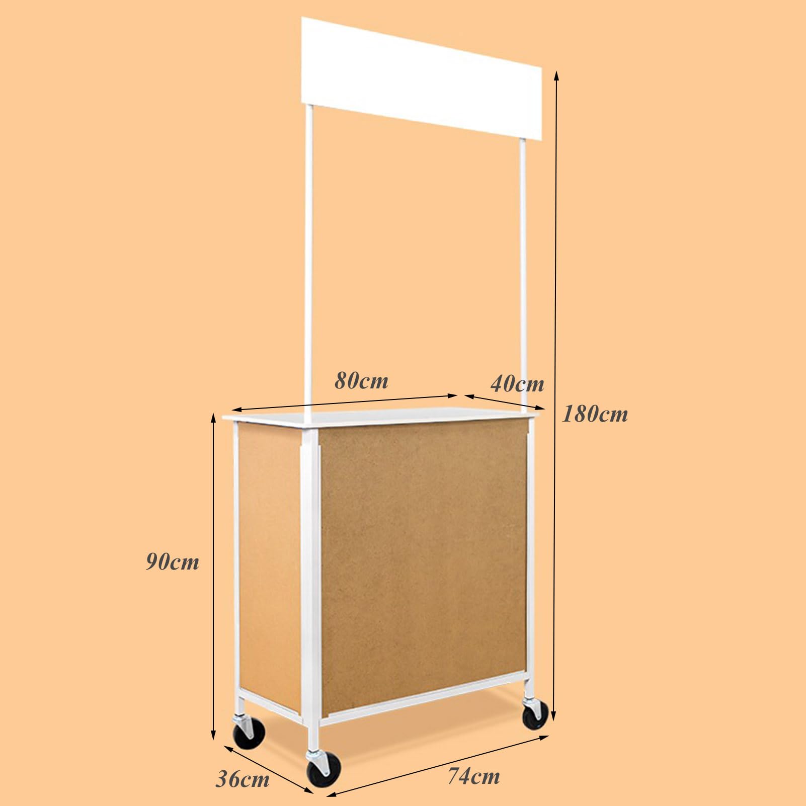 Tavolo da podio pop-up portatile pieghevole per fiere commerciali Display pubblicitario Tavolo degustazione mercato scrivania eventi con archiviazione Facile installazione Design leggero