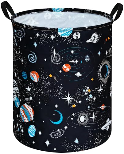 Image of DUYIY Round Laundry Hamper Storage Basket Laundry Organizer Hamper Storage Bins Clothes and Toys Box Nursery Hamper Gift Basket For Kids with Handles