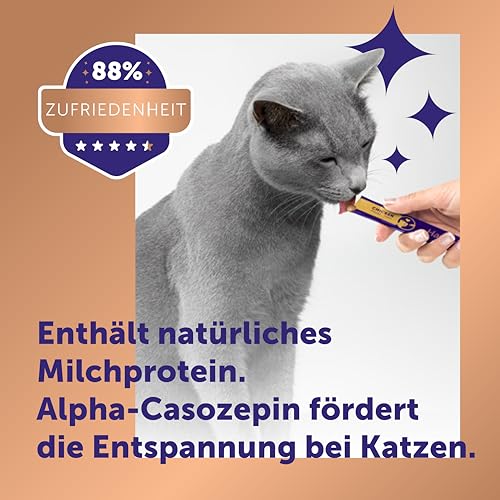 Happy Snack by FELIWAY, Huhn Geschmack, leckerer, beruhigender Leckerbissen, 6 cremige Snacksticks - Hilft Katzen, Sich enspannter zu fühlen, Entspannung zum Snacken