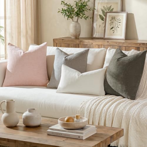 Image of a moment Pack of 2 Decorative Chenille Throw Pillow Covers with Twill Cushion Covers for Sofa Living Room Couch Bed 26x26 Inch Dark Gray