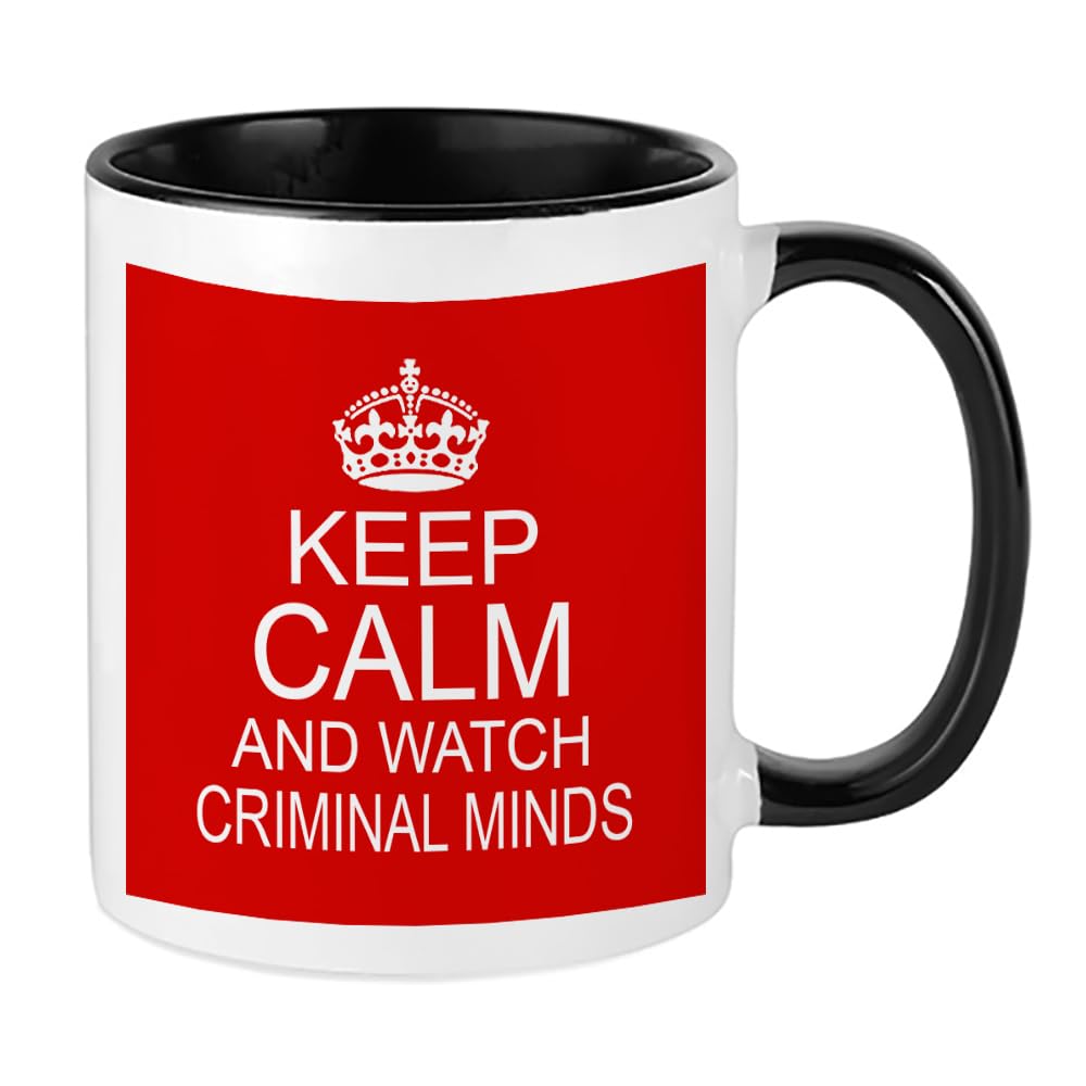 Giftme Keep Calm and Watch Criminal Minds, 11oz Inside Coloured Ceramic Mug. (Black)