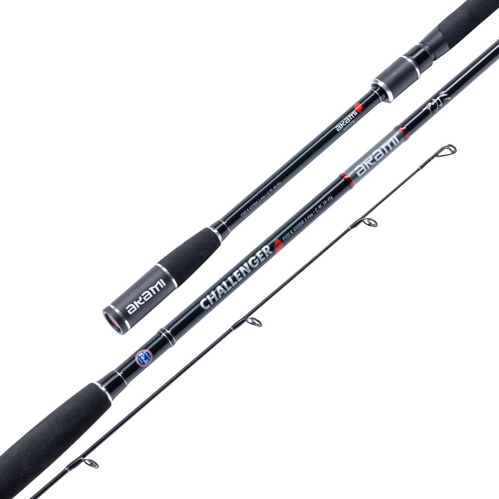 Akami Challenger Extra Fast Canna da Pesca in Carbonio 30T e Guide Fuji K Anti-Groviglio - Ideale per lo spinning e per Black bass, spigola, persico reale, luccio, aspio, serra
