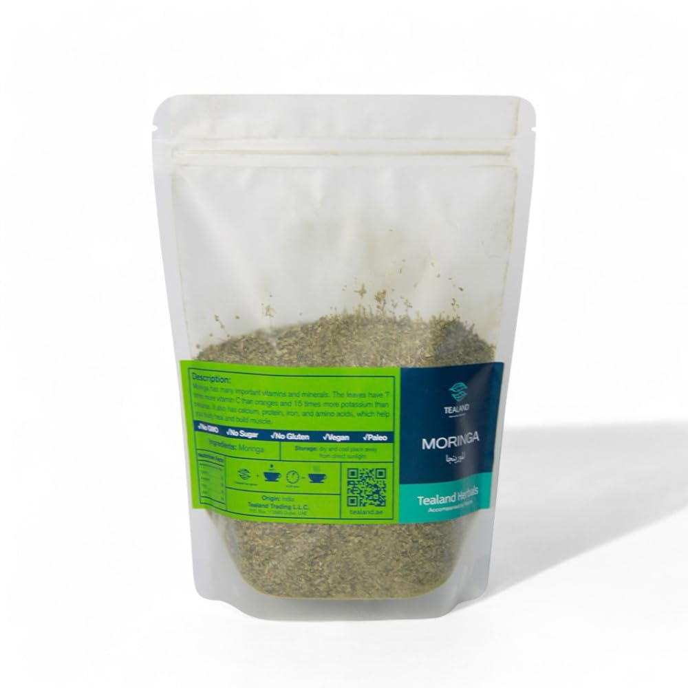 Herbal Moringa Oleifera Tea Antioxidant Rich Natural Ingredients & Pure Taste Caffeine-Free Stress Relieving Immune Support 100g