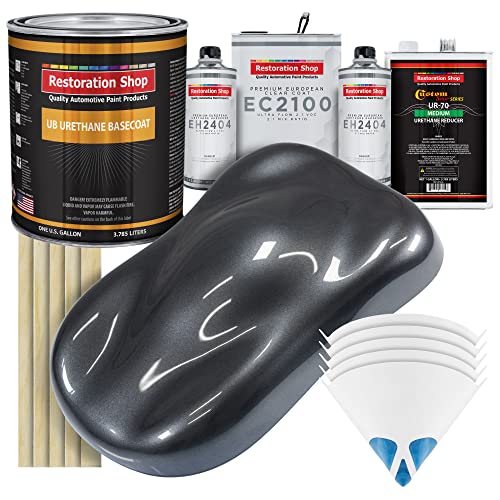 Restoration Shop - Gunmetal Grey Metallic Urethane Basecoat with European Clearcoat Auto Paint - Complete Gallon Paint Color Kit - Automotive Refinish Coating