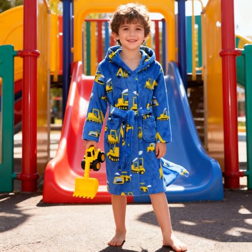 Image of Kids Bathrobe Hooded Plush Fleece Robe for Girls Boys