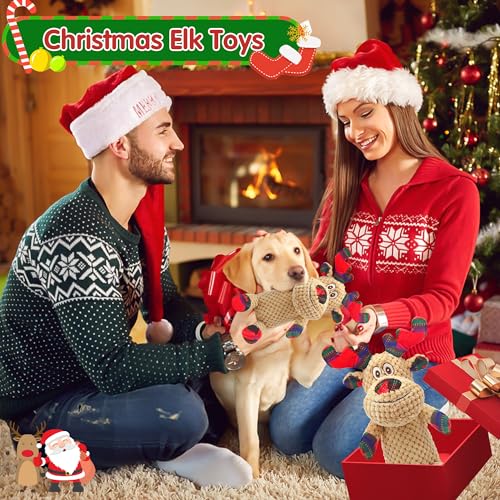 Juguete de peluche con sonido para perro estilo reno miniatura 7