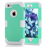 iPhone 5S Case, KAMII 3 Layers Verge Hybrid Soft Silicone Hard Plastic Triple Quakeproof Drop Resistance Protective Case Cover for iPhone 5/5S (Aqua Grey)