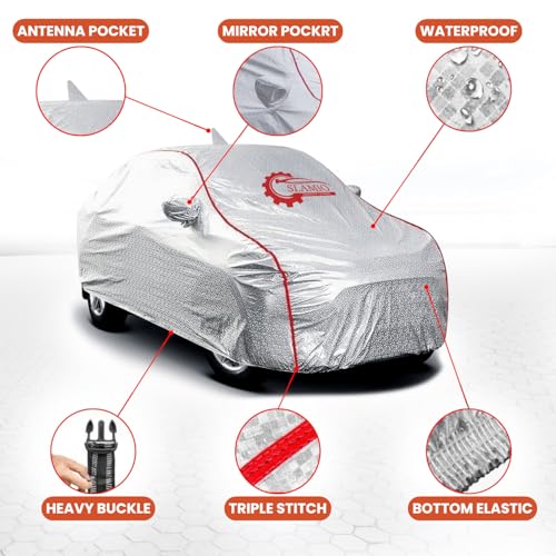 Image of Car Cover for Tata Nexon (2020-2026) | Waterproof, Dustproof, UV Resistant | All-Weather Protection with Mirror Pockets | Custom Fit, Triple Stitch | Metallic Silver