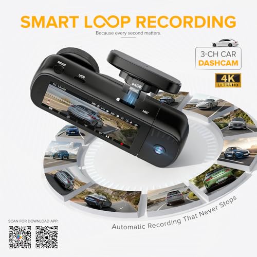 Image of Stellar Drive SD-X4 Fusion 4K Ultra HD 3-Channel Car Dash Cam | Front + Rear + Cabin Recording | GPS Tracking | Built-in 5G WiFi | G-Sensor | Loop Recording | Free App Control