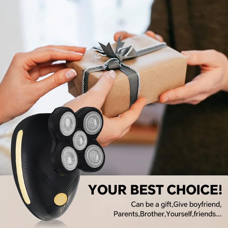 Miniatura 6 de Afeitadora de cabeza para hombres calvos, rasuradora eléctrica rotativa recargable, resistente al agua, 5D, afeitadora de cabeza calva de 9500 RPM,