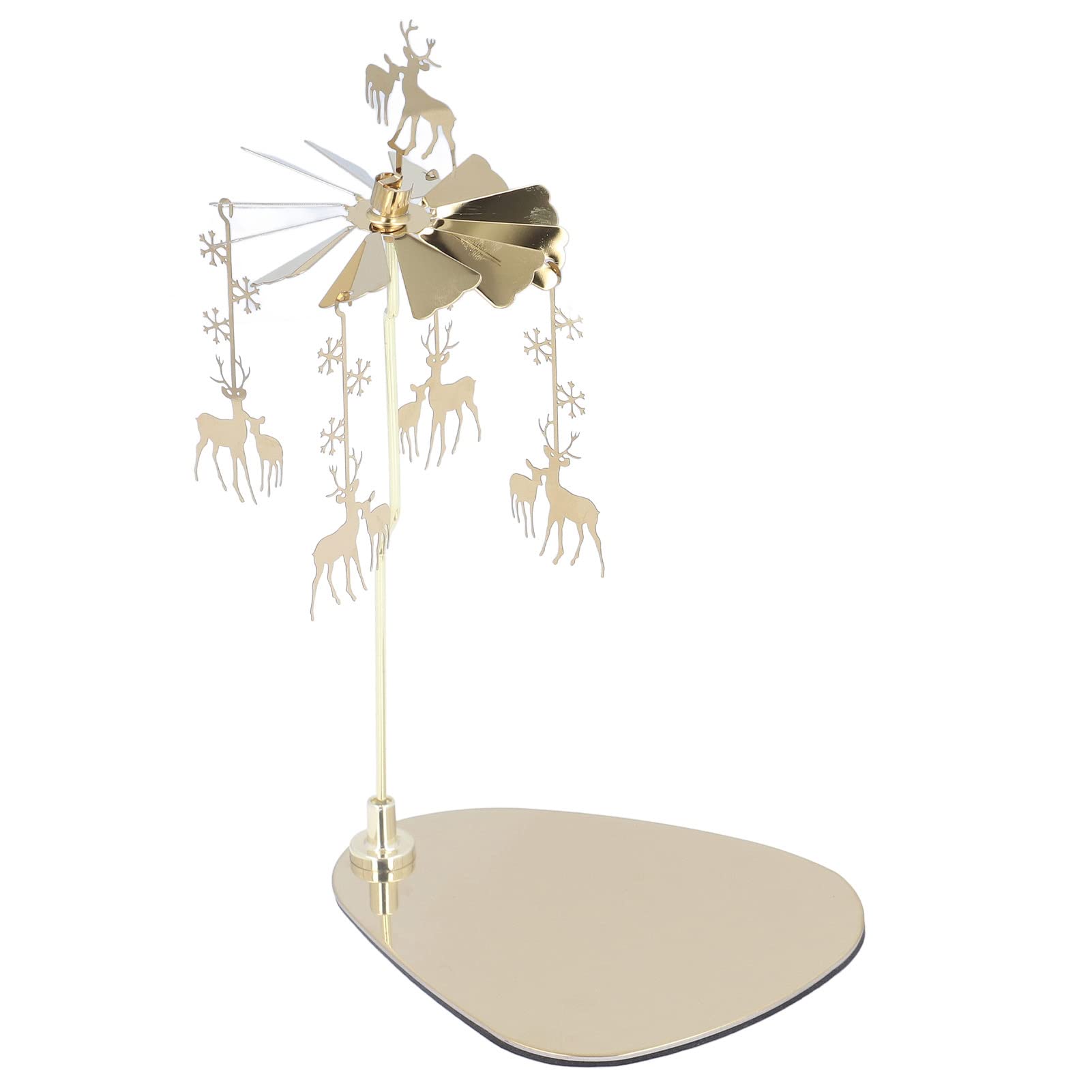 Candle Holder Round Triangle Candle Holder Rotating Candle Holder Tray Rotating Aromatherapy Wind Chime Candle Holder (Golden Snowflake Deer (No Candle Cup))