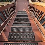 Ottomanson Outdoor Rubber Stair Treads – Circles Heavy-Duty Non Slip Stair Mats – Strong Grip for Concrete, Brick & Textured Steps – Extra Securing on Wooden & RV Steps, Pack of 5