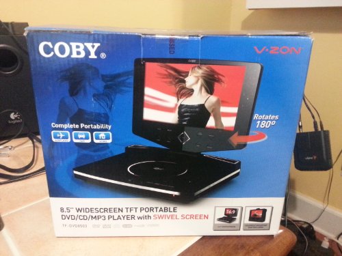 Coby TF-DVD8503 8.5-Inch Widescreen TFT Portable DVD/CD/MP3 Player with Swivel Screen, Black