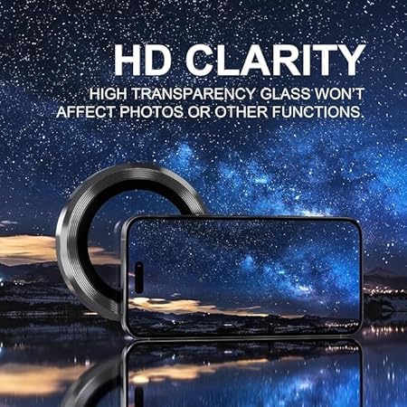 Image of for iPhone 16 Pro /16 Pro Max Camera Lens Protector Original Individual Lens Screen Protector | 9H Hardness, Scratch-Resistant, Case Friendly (Black)