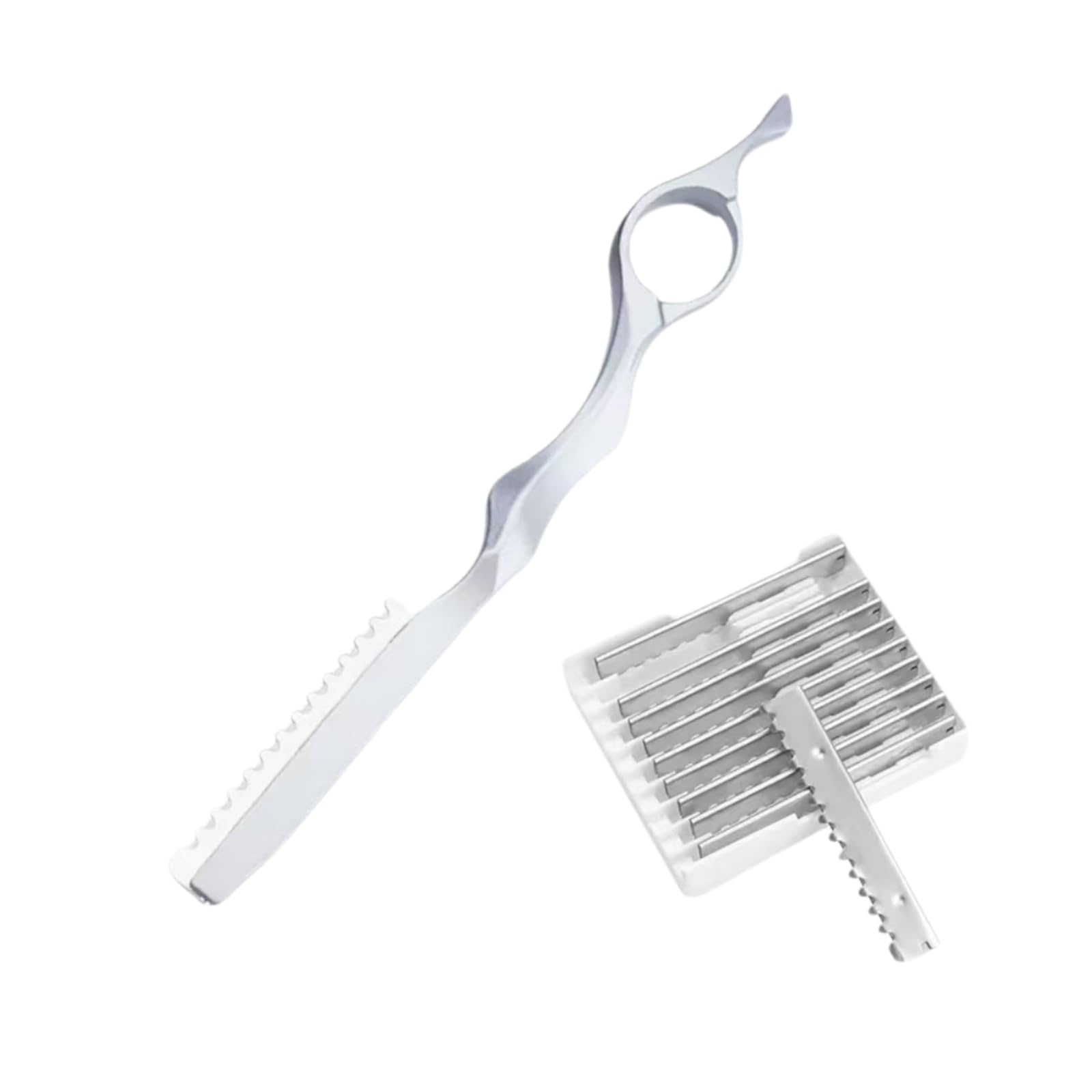 Safety Razor, Styling Leather, Main Body + Replacement Blades, 10 Pieces, Professional Styling Braid, Compact, Lightweight, Ergonomic Design, Safety Protective Net, Replaceable Blades : Beauty
