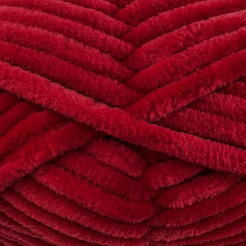 Image of Cuddly Velvet Chenille Yarn, Super Soft Fluffy Bulky for Knitting Crocheting Crafting Blanket Amigurumi, Durable for Shedding, 100 Gram (3.53 Ounces) 109 Yards (100 Meters) (Crimson Red)