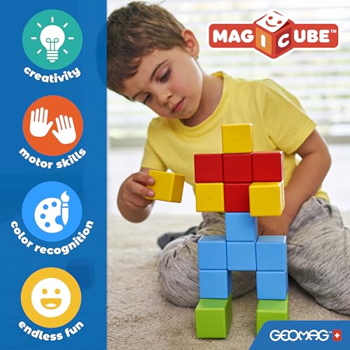 Image of Geomag Magicube Transport 4pcs Magnetic Blocks - Magnetic Building Blocks for Toddlers 1-3, Montessori Toys for 1+ Year Old, Autism Sensory Product, Magnets for Kids