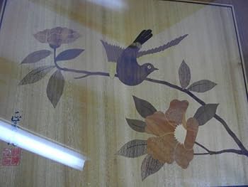 箱根 寄木細工 貞人 木象嵌 梅に鶯 木画 額装 無垢材 伝統工芸 ウグイス 箱根 寄木細工 貞人 木象嵌 梅に鶯 木画 額装 無垢材 伝統